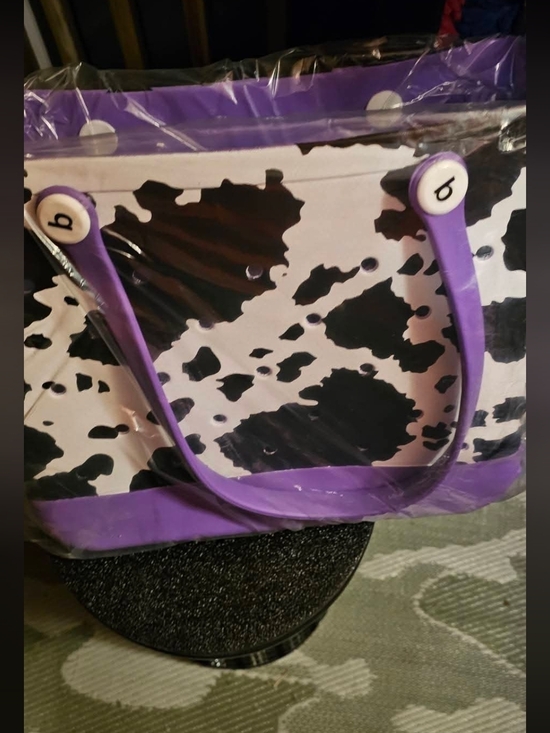 Handbags - Purple Cow-Print Tote Bag MED BOGG LIKE BAG